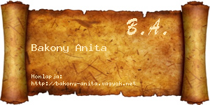 Bakony Anita névjegykártya